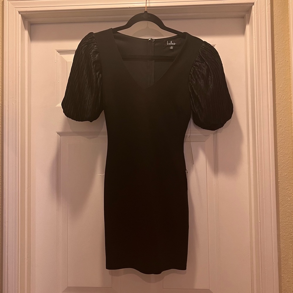 Make It Known Black Puff Sleeve Bodycon Mini Dress